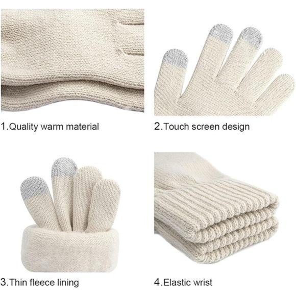 Women\'s Winter Beanie Hat and Gloves Set Soft Knit Warm main image 6